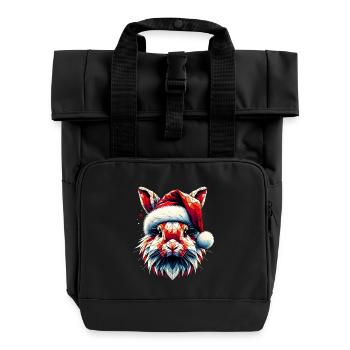 Polygone Art Lapin Père Noël Chapeau Original - Sac à dos Roll Top à deux anses - noir - Devant