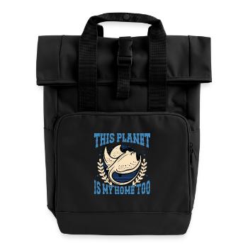 Manta Rays This Planet Is My Home Ocean Animal - Roll Top Backpack with Two Handles - black - Front