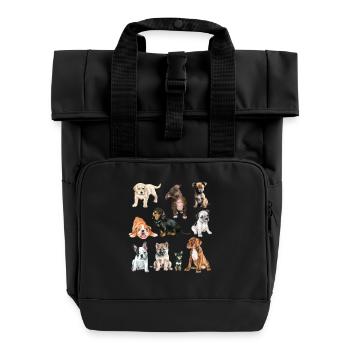 Süße Hunde.Süße Welpen verschiedener Hunderassen - Rolltop Rucksack mit zwei Griffen - Schwarz - Vorne