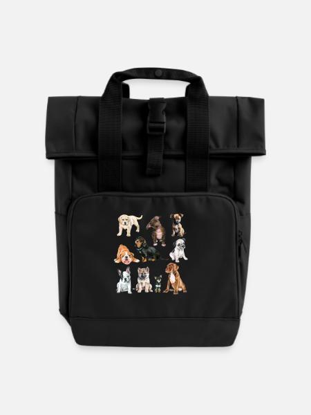 Süße Hunde.Süße Welpen verschiedener Hunderassen - Rolltop Rucksack mit zwei Griffen - Schwarz