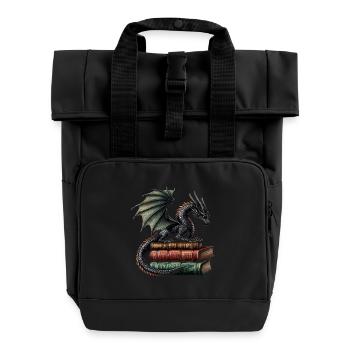 Schwarzer Drache – Antike Bücher für Fantasy-Fans - Rolltop Rucksack mit zwei Griffen - Schwarz - Vorne
