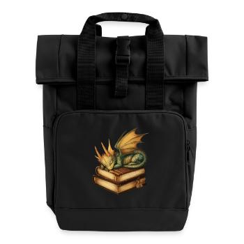 drachenSchlafender goldener Drache – Fantasie auf - Rolltop Rucksack mit zwei Griffen - Schwarz - Vorne