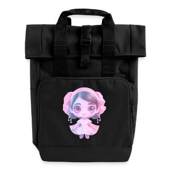 niedliche Charakter - Rolltop Rucksack mit zwei Griffen - Schwarz - Vorne