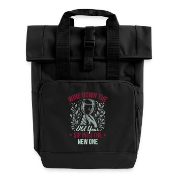Wein im alten Jahr nippen an neuen Jahr neuen Jahr - Rolltop Rucksack mit zwei Griffen - Schwarz - Vorne