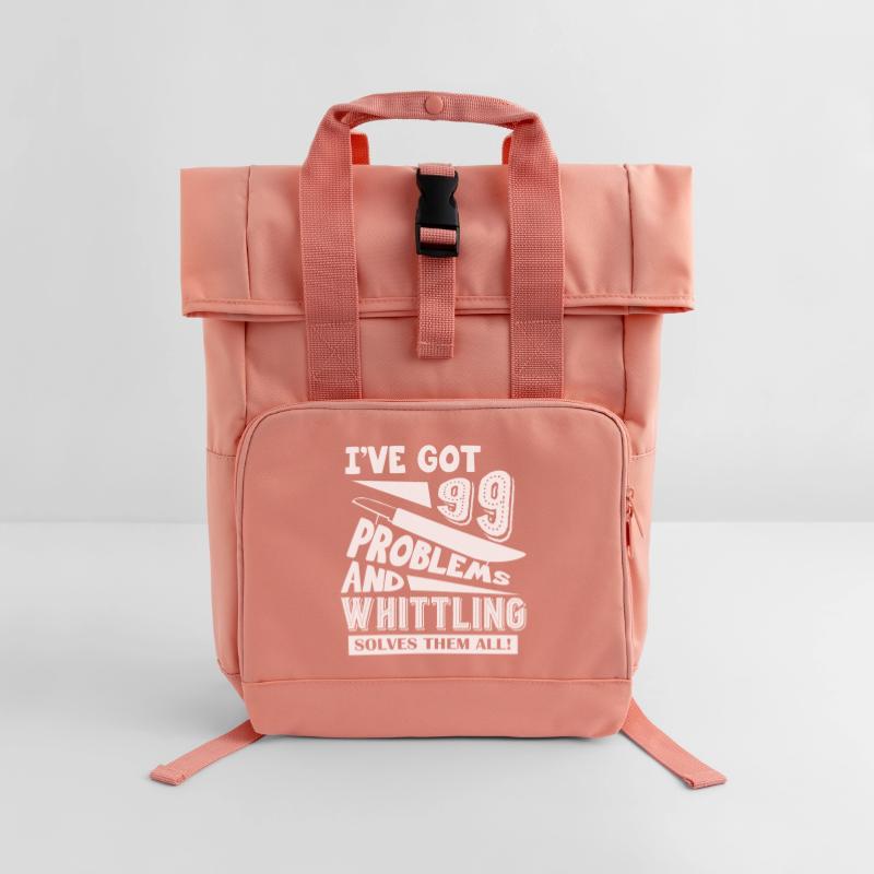 Whittling Solves All Problems Roll Top Backpack with Two Handles
