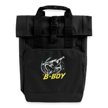 B-Boy Breakdance Breakdancer Urban Hip Hop - Rolltop Rucksack mit zwei Griffen - Schwarz - Vorne