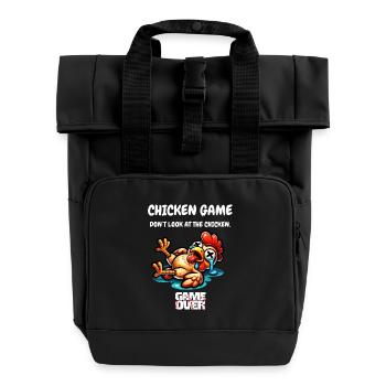 Chicken Game - Don't look at the Chicken Game Over - Roll Top Backpack with Two Handles - black - Front