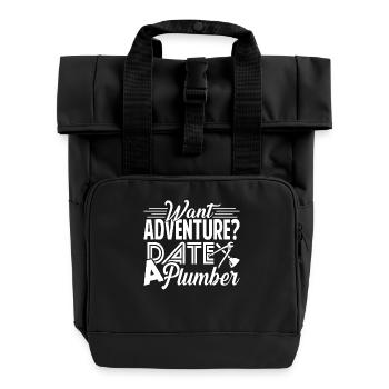 Plumber Date A Plumber - Roll Top Backpack with Two Handles - black - Front