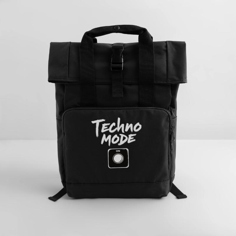 Techno Mode On Techno Techno Music Techno Roll Top Backpack with Two Handles