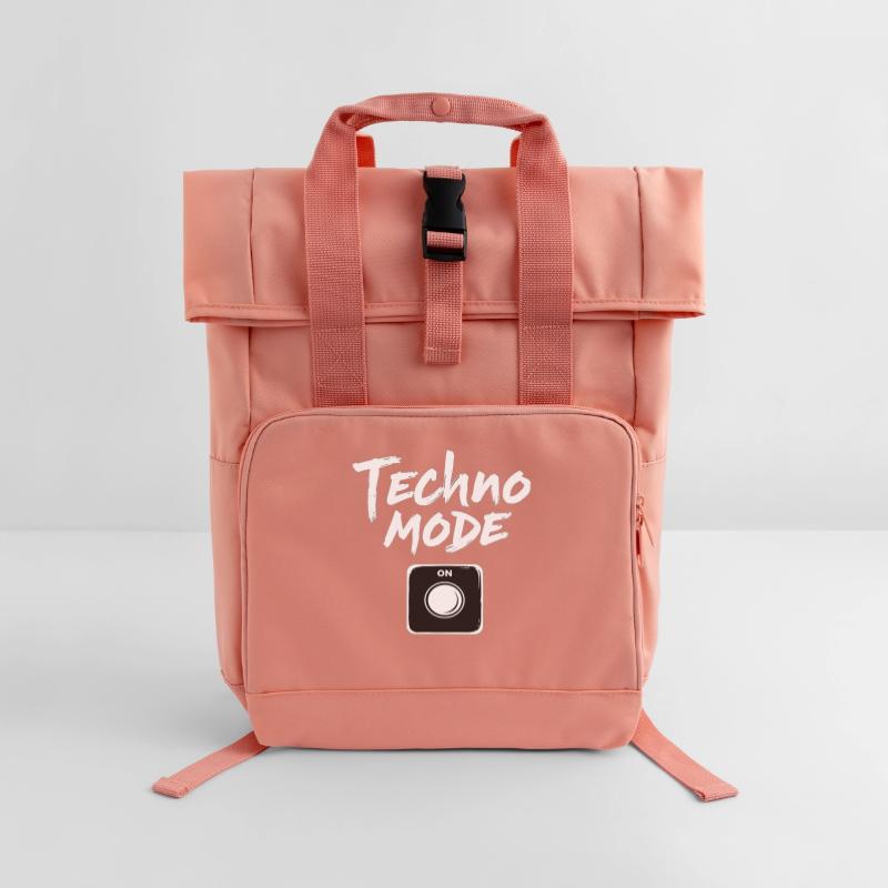 Techno Mode On Techno Techno Music Techno Roll Top Backpack with Two Handles
