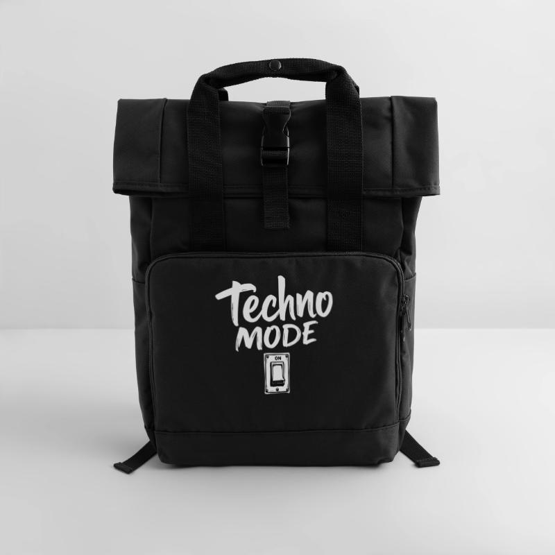 Techno Mode On Techno Techno Musik Techno Rolltop Rucksack mit zwei Griffen