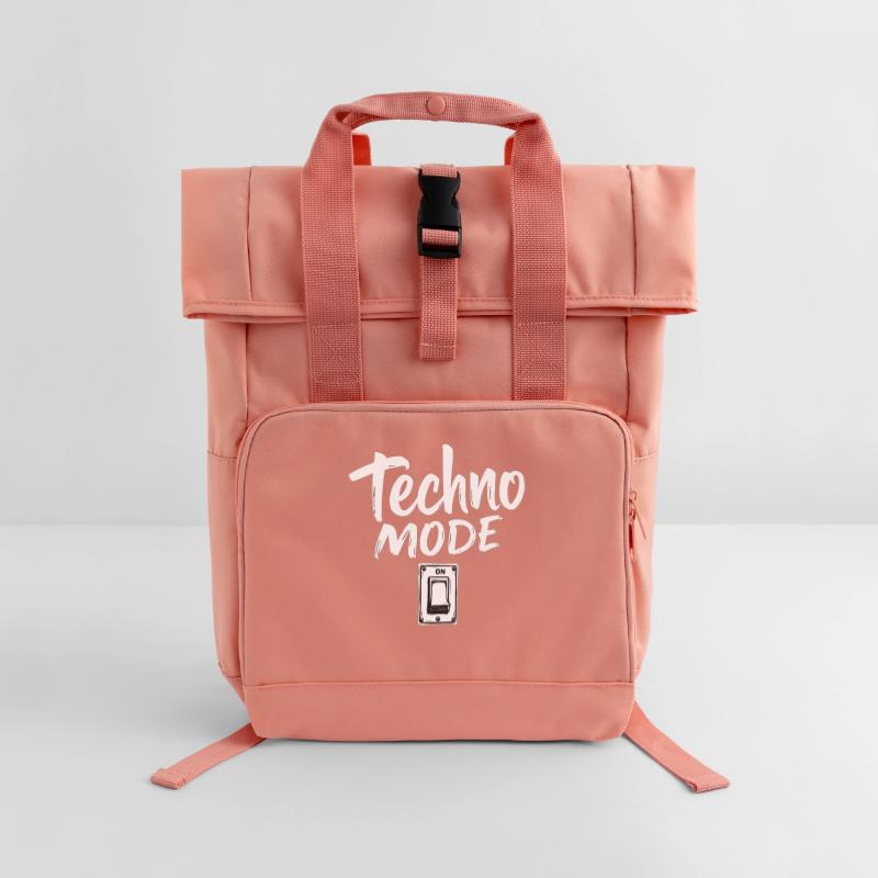 Techno Mode On Techno Techno Musik Techno Rolltop Rucksack mit zwei Griffen