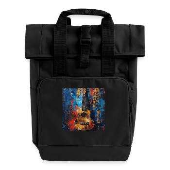 Ukulele - Rolltop Rucksack mit zwei Griffen - Schwarz - Vorne