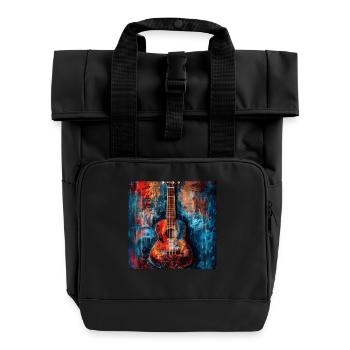 Ukulele - Rolltop Rucksack mit zwei Griffen - Schwarz - Vorne