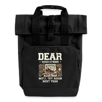 New resolutions, we'll try next year - Roll Top Backpack with Two Handles - black - Front