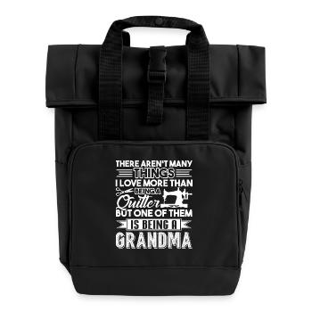 Quilting Grandma Quilter - Roll Top Backpack with Two Handles - black - Front