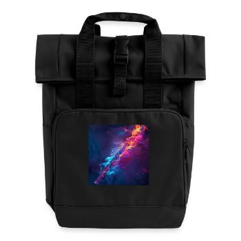 Querflöte - Rolltop Rucksack mit zwei Griffen - Schwarz - Vorne