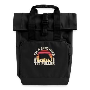 Ich Bin Ein Zertifizierter Euterzieher Lustige - Rolltop Rucksack mit zwei Griffen - Schwarz - Vorne