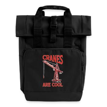 Cranes Are Cool 2 - Rolltop Rucksack mit zwei Griffen - Schwarz - Vorne