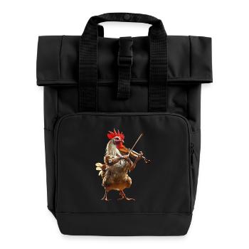 Hahn Violine - Rolltop Rucksack mit zwei Griffen - Schwarz - Vorne