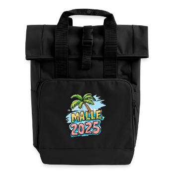 Malle 2025 Palme Mallorca - Rolltop Rucksack mit zwei Griffen - Schwarz - Vorne
