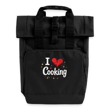 I Love Cooking Cooking Cooking Kitchen Cooking Cook - Roll Top Backpack with Two Handles - black - Front