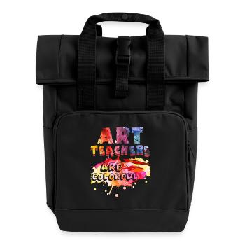 Art Teachers Are Colorful - Roll Top Backpack with Two Handles - black - Front