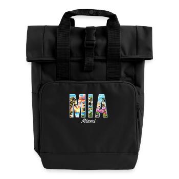 Miami Mia Miami – Tropisches Flair für USA-Fans - Rolltop Rucksack mit zwei Griffen - Schwarz - Vorne