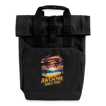 Awesome Since 1987 Strand Sonnenuntergang - Rolltop Rucksack mit zwei Griffen - Schwarz - Vorne