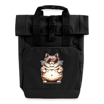 Dicke Coole Katze - Rolltop Rucksack mit zwei Griffen - Schwarz - Vorne