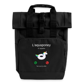 Das Aquapony ruft mich, ich muss gehen! - Rolltop Rucksack mit zwei Griffen - Schwarz - Vorne