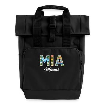 Miami Mia Miami – Tropisches Flair für USA-Fans - Rolltop Rucksack mit zwei Griffen - Schwarz - Vorne