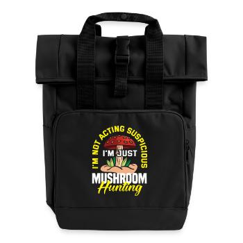 Ich Bin Nur Pilzjäger Nicht Verdächtig - Rolltop Rucksack mit zwei Griffen - Schwarz - Vorne