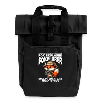 SNEAKY, SMART AND ADVENTUROUS - FOX EXPLORER - Roll Top Backpack with Two Handles - black - Front