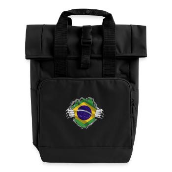 Drapeau brésilien Force Fierté - Sac à dos Roll Top à deux anses - noir - Devant