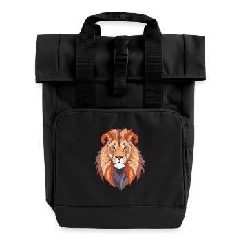 Löwe Vektor Kunst mit lebendigen Farben Illustration - Rolltop Rucksack mit zwei Griffen - Schwarz - Vorne