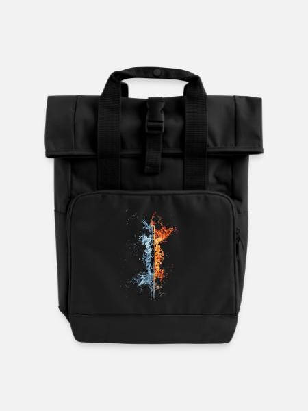 Querflöte - Rolltop Rucksack mit zwei Griffen - Schwarz