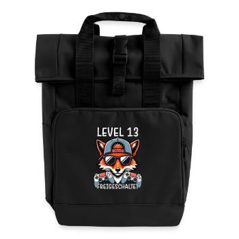 Level 13 Freigeschaltet Gamer Geburtstag Gaming - Rolltop Rucksack mit zwei Griffen - Schwarz - Vorne