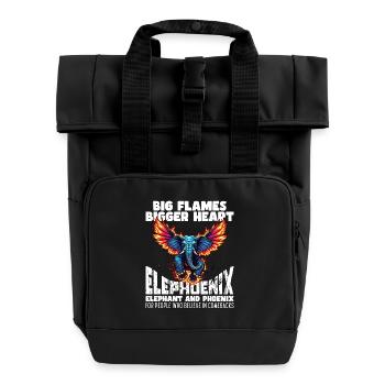 GROSSE FLAMMEN, GRÖSSERES HERZ - ELEPHOENIX - Rolltop Rucksack mit zwei Griffen - Schwarz - Vorne