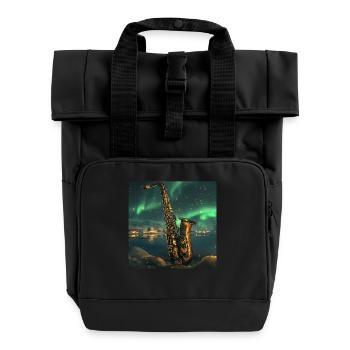 Saxophon - Rolltop Rucksack mit zwei Griffen - Schwarz - Vorne