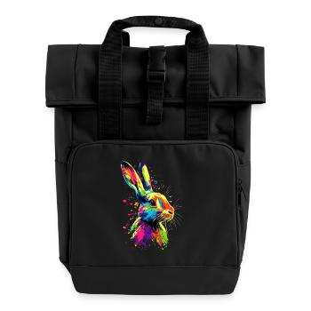 Hase Kaninchen Liebhaber Feldhase Bunny Süße Hasen - Rolltop Rucksack mit zwei Griffen - Schwarz - Vorne