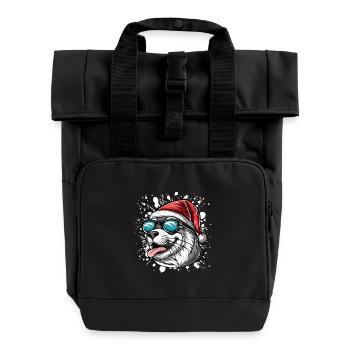 Robbe Tier Weihnachten Lustig - Rolltop Rucksack mit zwei Griffen - Schwarz - Vorne