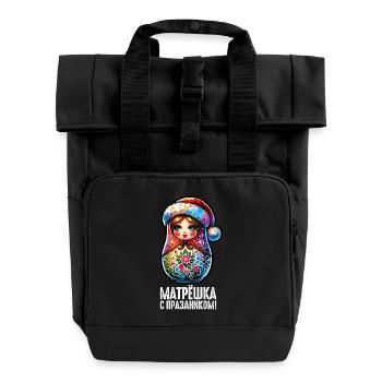Russische Matroschka Weihnachten Russland - Rolltop Rucksack mit zwei Griffen - Schwarz - Vorne