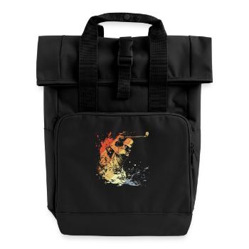 Golfspieler Retro - Rolltop Rucksack mit zwei Griffen - Schwarz - Vorne