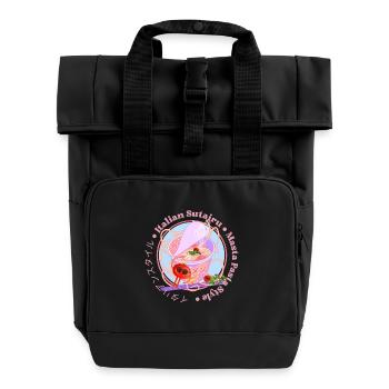 Japan Italy Noodles Kawaii - Roll Top Backpack with Two Handles - black - Front