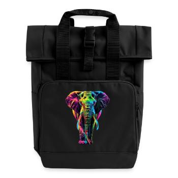 Elefant - Rolltop Rucksack mit zwei Griffen - Schwarz - Vorne