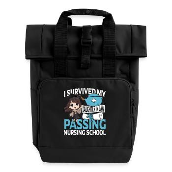 Nurse Daughter-in-law Nursing - Roll Top Backpack with Two Handles - black - Front