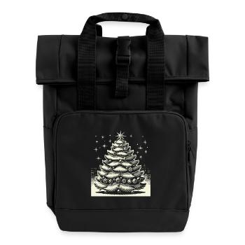 Christmas Nostalgic Christmas Tree Magic - Roll Top Backpack with Two Handles - black - Front