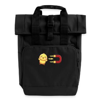 Cute chick with magnet: chick attraction - Roll Top Backpack with Two Handles - black - Front
