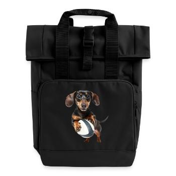 Dackel - Rolltop Rucksack mit zwei Griffen - Schwarz - Vorne
